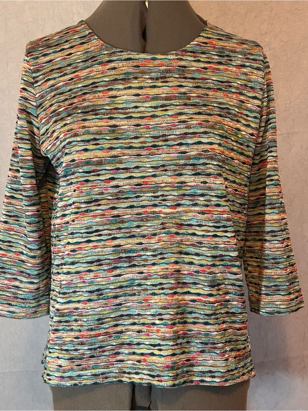 Alfred Dunner Multicolor Striped Knit Long Sleeve Top